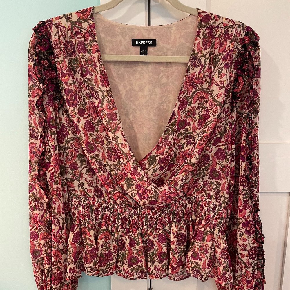 Express Floral Wrap Top